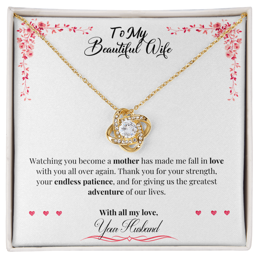 To My Beautiful Wife - First Mother's Day Love Knot Necklace