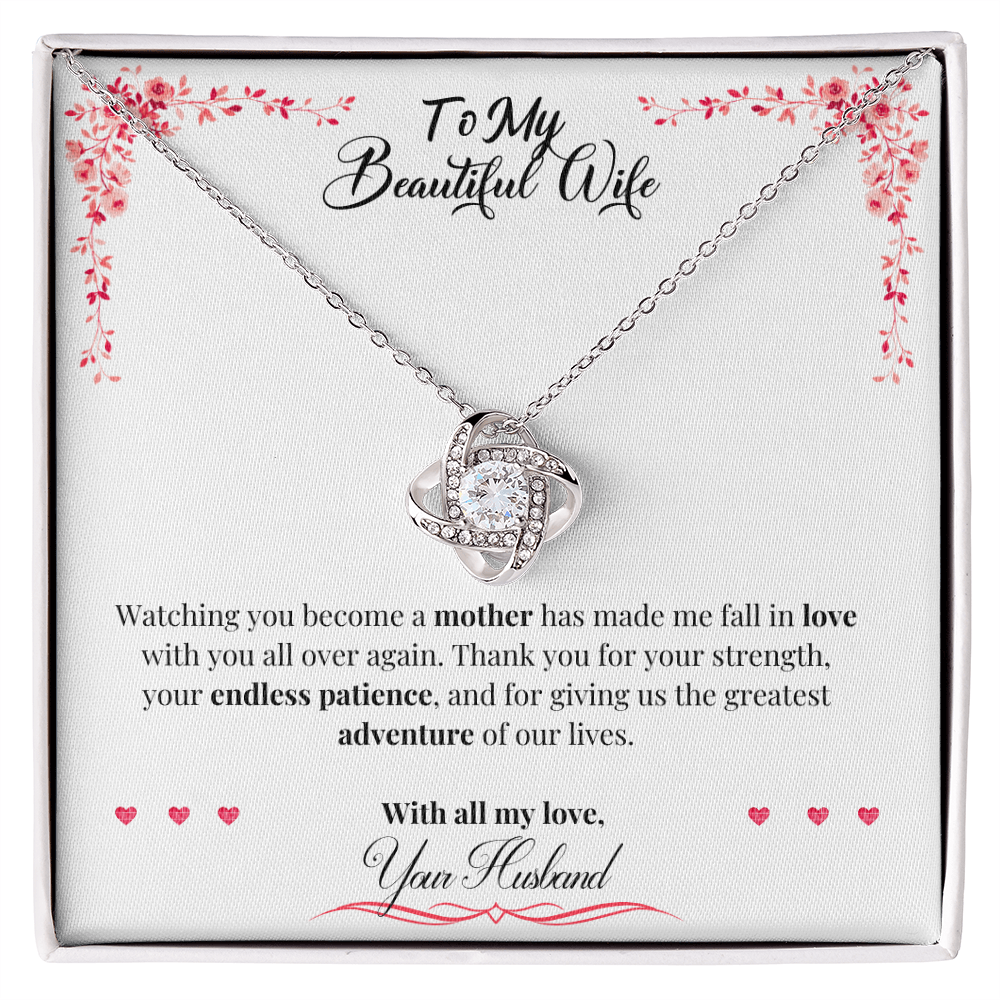 To My Beautiful Wife - First Mother's Day Love Knot Necklace