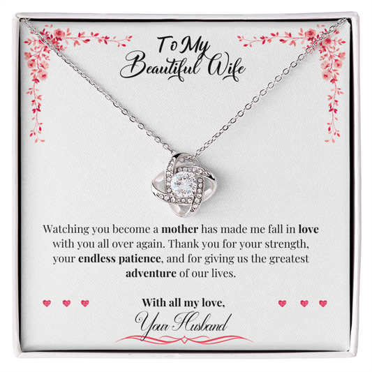 To My Beautiful Wife - First Mother's Day Love Knot Necklace