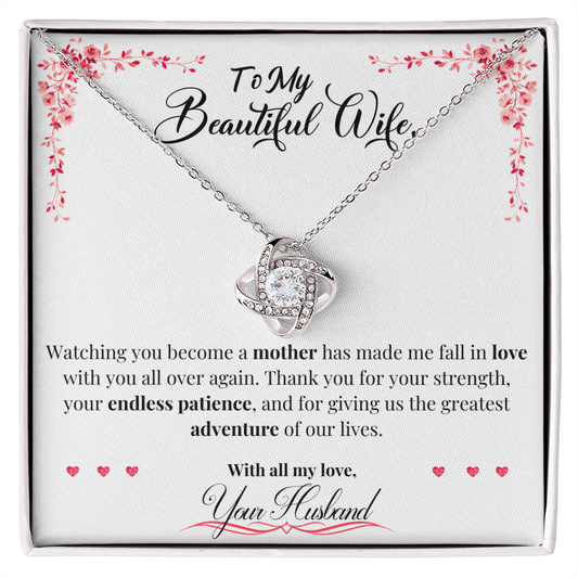 To My Beautiful Wife - First Mother's Day Love Knot Necklace