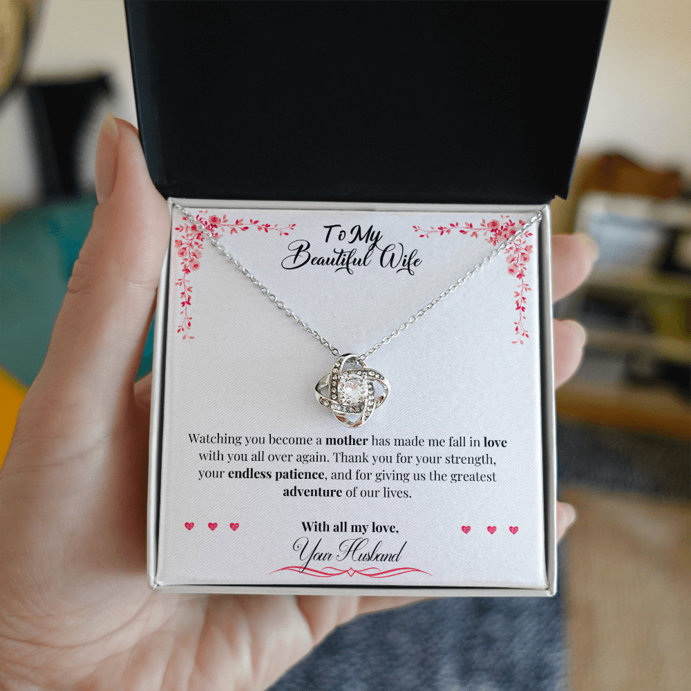 To My Beautiful Wife - First Mother's Day Love Knot Necklace