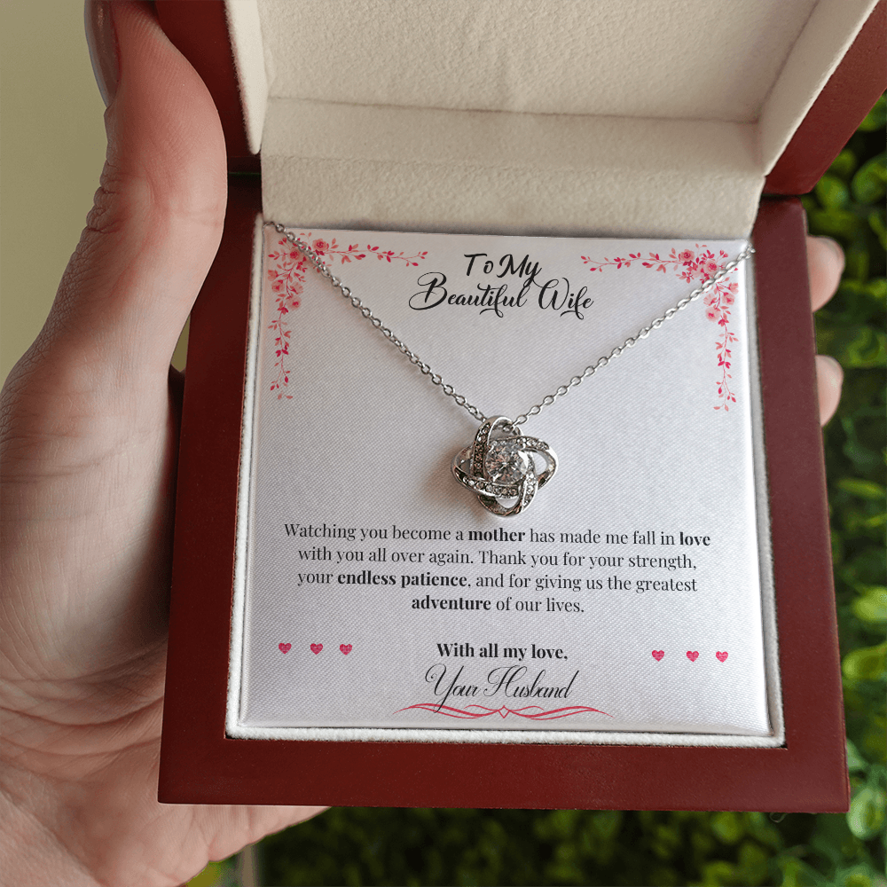 To My Beautiful Wife - First Mother's Day Love Knot Necklace